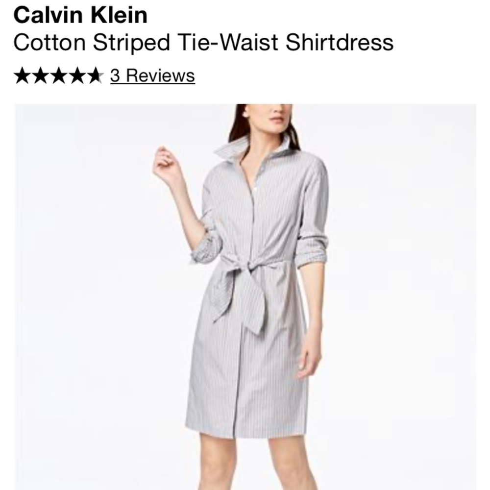 Calvin Klein
Cotton Striped Tie-Waist Shirtdress